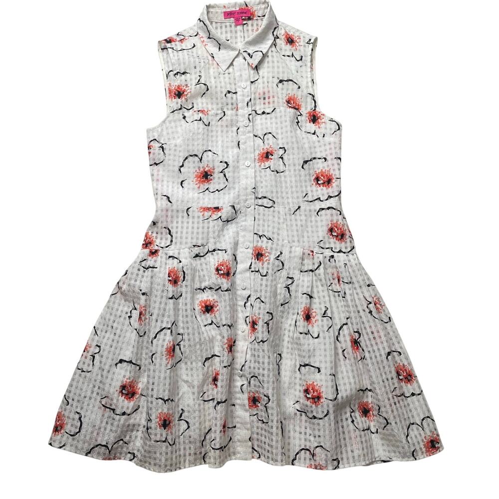 Betsey Johnson Floral Collared Fit & Flare Dress Size 4 Women's Button Front